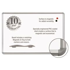 Best-Rite Magne-Rite Magnetic Dry Erase Board, 96 x 48, White, Silver Frame BLT219PH