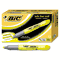 BIC Brite Liner Grip XL Highlighter, Chisel Tip, Fluorescent Yellow Ink, 12/Pk BICBLMG11YW