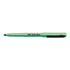 BIC Brite Liner Highlighter, Chisel Tip, Fluorescent Green Ink, 12 per Pack BICBL11GN