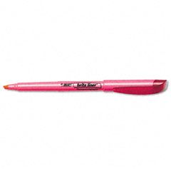 BIC Brite Liner Highlighter, Chisel Tip, Fluorescent Pink Ink, 12 per Pack BICBL11PK