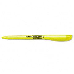 BIC Brite Liner Highlighter, Chisel Tip, Fluorescent Yellow Ink, 12 per Pack BICBL11YW