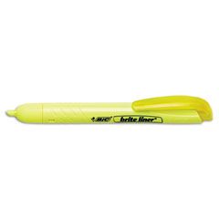 BIC Brite Liner Retractable Highlighter, Chisel Tip, Fluorescent Yellow, 12/Pk BICBLR11YW