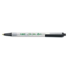 BIC Ecolutions Clic Stic Ballpoint Retractable Pen, Black Ink, Medium, Dozen BICCSEM11BK