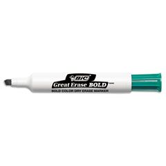 BIC Great Erase Bold Dry Erase Markers, Chisel Tip, Green, Dozen BICDEC11GN