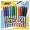 BIC Mark-It Permanent Markers, Fine Point, Assorted, 12/Set BICGPMAP12ASST