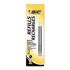 BIC Refill for Velocity, A.I., Pro+ Retractable Ballpoint, Medium, BLK, 2/Pack BICMRC21BK
