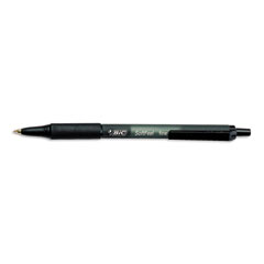 BIC Soft Feel Ballpoint Retractable Pen, Black Ink, Fine, Dozen BICSCSF11BK