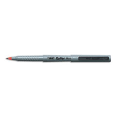 BIC Stick Roller Pen, Gray Barrel, Red Ink, Micro Fine, 0.50 mm, Dz BICRF11RD