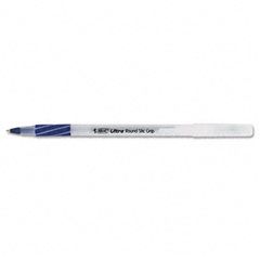 BIC Ultra Round Stic Grip Ballpoint Stick Pen, Blue Ink, Medium, Dozen BICGSMG11BE