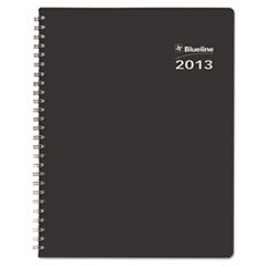 Blueline Blueline DuraGlobe Monthly Planner, Flex Cover, 8-7/8 x 7-1/8, Black, 2012-2014 REDC23081T