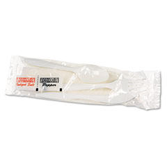 Boardwalk Cutlery Kit, Plastic Fork/Spoon/Knife/Salt/Pepper/Napkin, White, 250/Carton BWK6KITMW