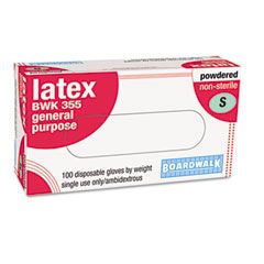 Boardwalk Disposable General-Purpose Gloves, Powdered, Clear, Small, 100/Box BWK355S