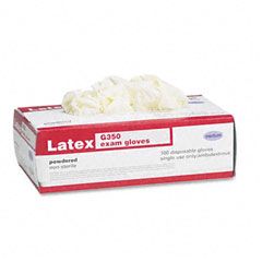 Boardwalk Disposable Powdered Latex Exam Gloves, Medium, Natural, 100/Box BWK350M