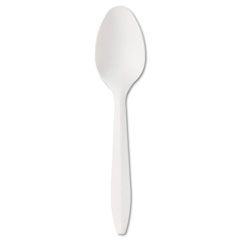 Boardwalk Mediumweight Polypropylene Cutlery, Teaspoon, White, 1000/Carton BWKYFWSW