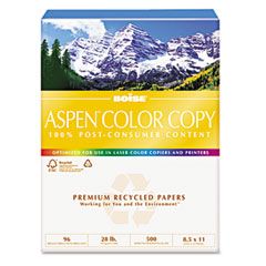 Boise ASPEN Color Copy Paper, 96 Brightness, 28lb, 8-1/2 x 11, White, 500 Sheets/Ream CASACC2811