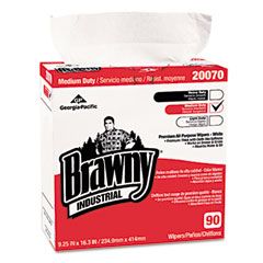 Brawny Industrial Medium-Duty Premium Wipes, 9-1/4 x 16-3/8, White, 90/Box GEP2007003