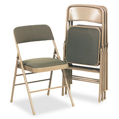 Bridgeport Deluxe Fabric Padded Seat & Back Folding Chairs, Cavallaro Taupe, 4/Carton CSC36885CVT4