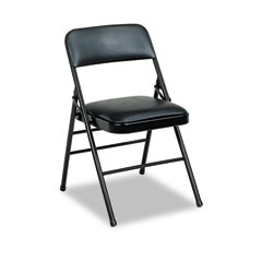 Bridgeport Deluxe Vinyl Padded Seat & Back Folding Chairs, Black, 4/Carton CSC608830054