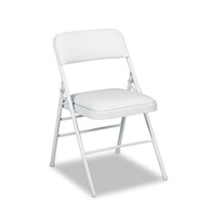 Bridgeport Deluxe Vinyl Padded Seat & Back Folding Chairs, Light Gray, 4/Carton CSC60883CLG4