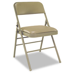 Bridgeport Deluxe Vinyl Padded Seat & Back Folding Chairs, Taupe, 4/Carton CSC60883TAP4