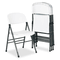Bridgeport Endura Resin Molded Folding Chair, Pewter Frame/White Speckle, 4/Carton CSC36869WSP4