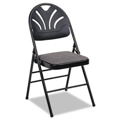 Bridgeport Fabric Padded Seat/Molded Fan Back Folding Chair, Kinnear Black, 4/Carton CSC36875KNB4