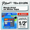 Brother Genuine P-touch, TZE2312PK, 1/2" (0.47") Standard Laminated P-Touch Tape, Black on White, Laminated for Indoor or Outdoor Use, Water Resistant, 26.2 Feet (8M), 2-Pack