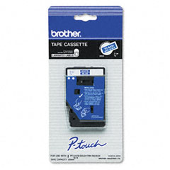 Brother P-Touch TC Tape Cartridge for P-Touch Labelers, 3/8w, White on Blue BRTTC64Z1