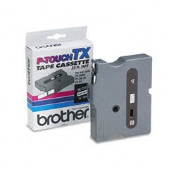 Brother P-Touch TX Tape Cartridge for PT-8000, PT-PC, PT-30/35, 1/4w, Black on White BRTTX2111