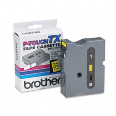 Brother P-Touch TX Tape Cartridge for PT-8000, PT-PC, PT-30/35, 1w, Black on Yellow BRTTX6511