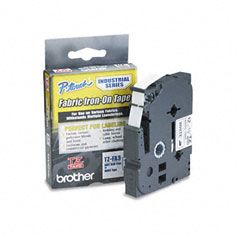 Brother P-Touch TZ Industrial Series Fabric Iron-On Tape, Navy-on-White, 1/2 x 9.8ft BRTTZEFA3