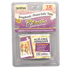 Brother P-Touch TZ Photo-Safe Tape Cartridge for P-Touch Labelers, 1/2w, Black on Clear BRTTZAF131
