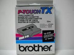 Brother TX3151 1/4 Inch White on Black P-Touch Tape