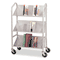 Buddy Products Sloped 3-Shelf Book Cart, 26w x 16d x 41-1/2h, Silver BDY54143