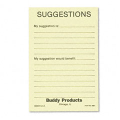 Buddy Products Suggestion Box Cards, 4 x 6, Yellow, 50 C