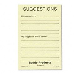 Buddy Products Suggestion Box Cards, 4 x 6, Yellow, 50 Cards/Pack BDY5621