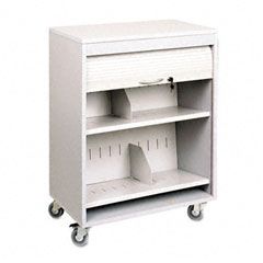 Buddy Products Tambour Locking Medical Cart, 2-Shelf, 26w x 17-3/4d x 34-3/16h, Platinum BDY542432