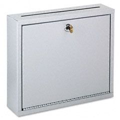 Buddy Products Wall-Mountable Interoffice Mail Collection Box, 12w x 3d x 10h, Platinum BDY562532
