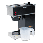 BUNN Pour-O-Matic Two-Burner Pour-Over Coffee Brewer, Stainless Steel, Black BUNVPR