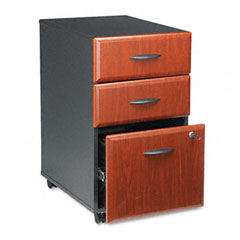 Bush B/B/F Drawer Mobile Vertical File, 15-5/8w x 20-3/8d, Hansen Cherry/Galaxy BSHWC94453SU