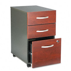 Bush Series C 3-Drawer Mobile Ped File, 15-3/4w x 20-3/8d, Graphite Gray/Dark Cherry BSHWC24453SU