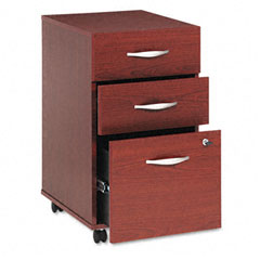 Bush Series C 3-Drawer Mobile Pedestal File, 15-3/4w x 20-3/8d x 28-1/8h, Mahogany BSHWC36753SU