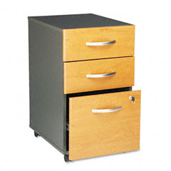 Bush Series C 3-Drawer Mobile Pedestal File, 28-1/8" High, Graphite GY/Medium Cherry BSHWC72453SU