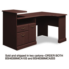 Bush Syndicate Corner Desk, 62-74w x 42d x 34-3/4h, Mocha Cherry, Carton 2 BSH6399MCA203