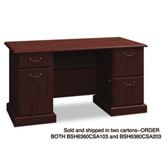 Bush Syndicate Double Pedestal Desk, 60w x 30d x 30h, Harvest Cherry, Carton 1 BSH6360CSA103
