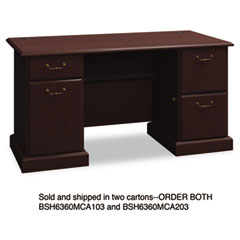 Bush Syndicate Double Pedestal Desk, 60w x 30d x 30h, Mocha Cherry, Carton 1 BSH6360MCA103