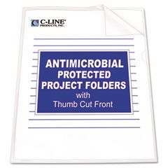C-Line Antimicrobial Project Folders, Jacket, Letter, Polypropylene, Clear, 25/Box CLI62137