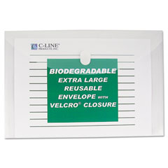 C-Line Biodegradable Poly Envelope, Velcro Closure, 9 1/4 x 12 4/5, Clear CLI35107