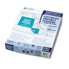 C-Line Deluxe Project Folders, Jacket, Letter, Vinyl, Clear, 50/Box CLI62138