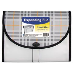 C-Line Expanding File, Plaid, Letter, 7 Pockets, 1.5" Exp, 1/EA CLI58012